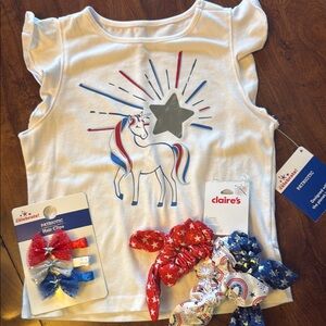 Claire’s NWT 3pc. Patriotic XS(4-5) Red, White, & Blue Bundle